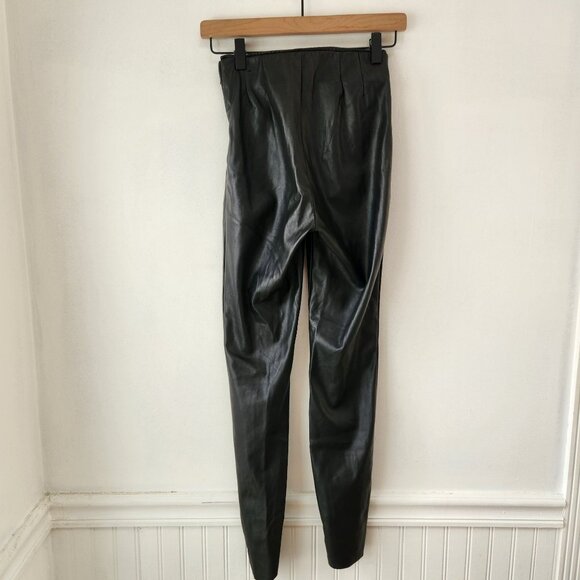 NWOT Zara Faux Leather Black High Waisted Leggings Pants Women's XS - Picture 2 of 10